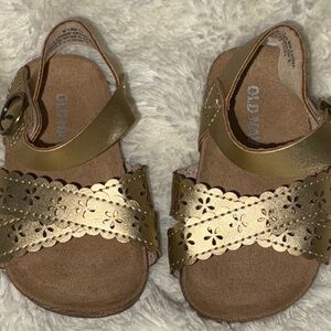 Old Navy Gold Kids Sandals with Floral Design